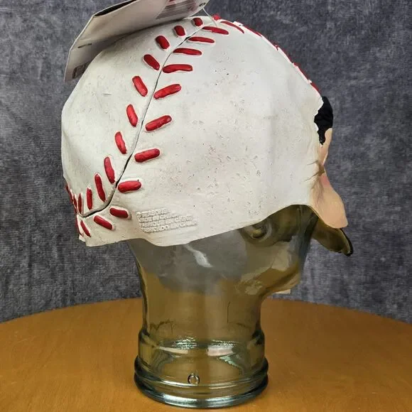 Vintage Halloween Baseball Head Guy Half Mask Vinyl Mustache Seasons for Kmart - Picture 7 of 14